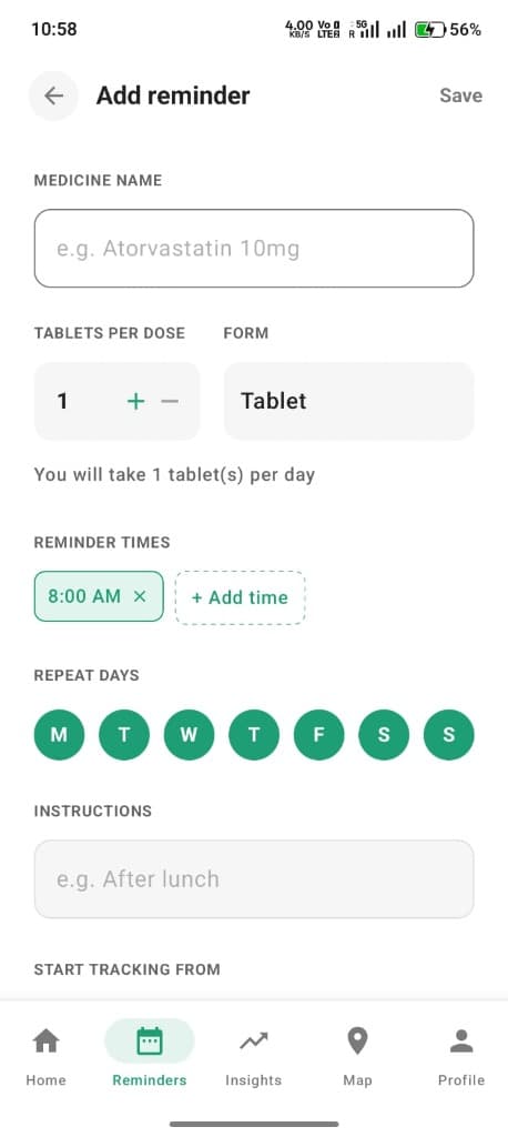 Reminder Screen